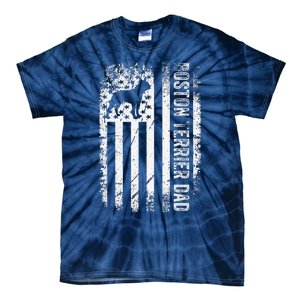 Boston Terrier Dad American Us Flag Dog Tie-Dye T-Shirt