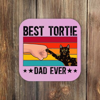 Best Tortie Dad Tortoiseshell Cat Owner Tortie Cat Lover Coaster