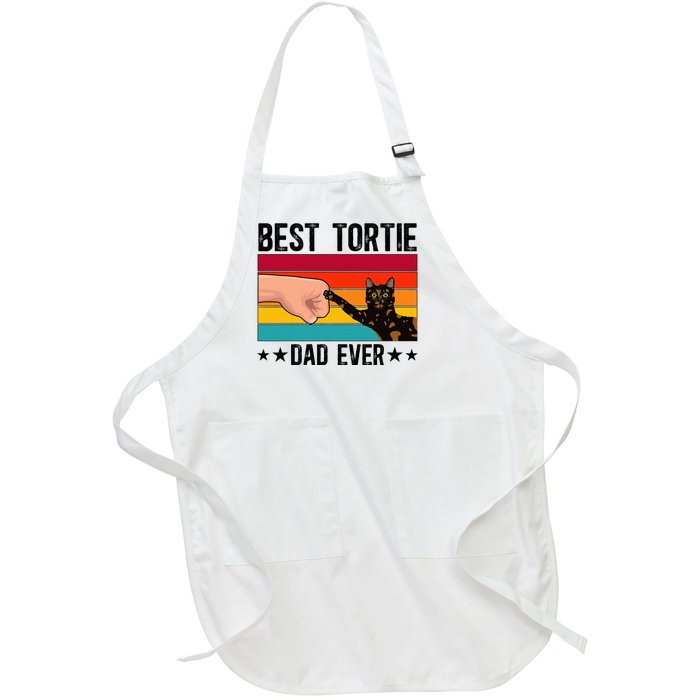 Best Tortie Dad Tortoiseshell Cat Owner Tortie Cat Lover Full-Length Apron With Pockets