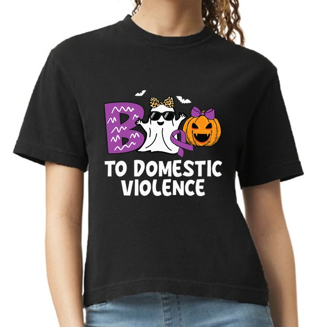 Boo To Domestic Violence Domestic Violence Awareness Comfort Colors Boxy T-Shirt
