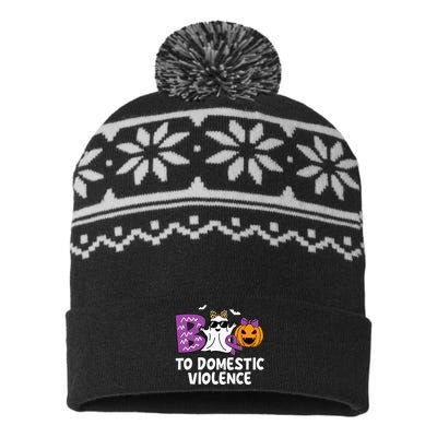 Boo To Domestic Violence Domestic Violence Awareness USA-Made Snowflake Beanie