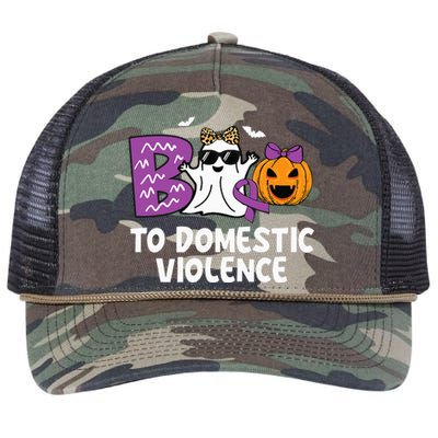 Boo To Domestic Violence Domestic Violence Awareness Retro Rope Trucker Hat Cap