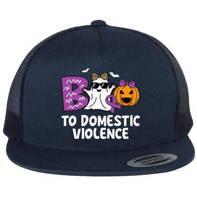 Boo To Domestic Violence Domestic Violence Awareness Flat Bill Trucker Hat