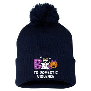 Boo To Domestic Violence Domestic Violence Awareness Pom Pom 12in Knit Beanie