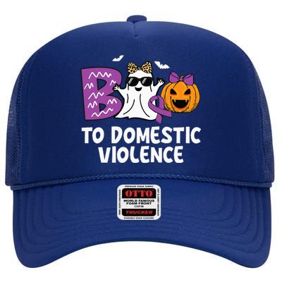 Boo To Domestic Violence Domestic Violence Awareness High Crown Mesh Back Trucker Hat