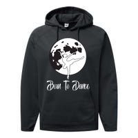 Born To Dance Silhouette Dancing Moon Dancer Xmas Gift Performance Fleece Hoodie