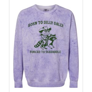 Born To Dilly Dally Funny Frog Meme Silly Frog Mental Health Colorblast Crewneck Sweatshirt