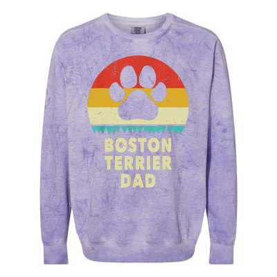 Boston Terrier Dad Funny Bostie Dog Vintage Gift Dad Colorblast Crewneck Sweatshirt