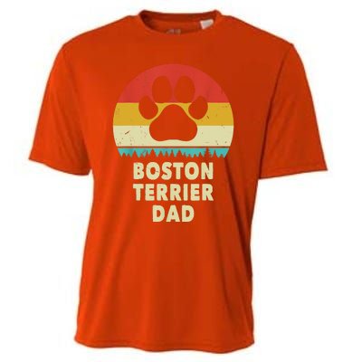 Boston Terrier Dad Funny Bostie Dog Vintage Gift Dad Cooling Performance Crew T-Shirt