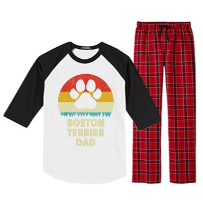 Boston Terrier Dad Funny Bostie Dog Vintage Gift Dad Raglan Sleeve Pajama Set