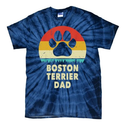 Boston Terrier Dad Funny Bostie Dog Vintage Gift Dad Tie-Dye T-Shirt