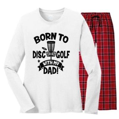  Born To Disc Golf With My Dad Disc Golf Lover Baby Toddler Women's Long Sleeve Flannel Pajama Set 