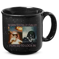 Born To Dilly Dally Forced To Lock In Cat Meme 15oz Campfire Ceramic Mug