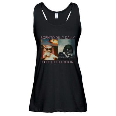 Born To Dilly Dally Forced To Lock In Cat Meme Ladies Essential Flowy Tank