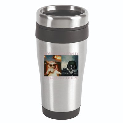 Born To Dilly Dally Forced To Lock In Cat Meme 16oz Travel Tumbler