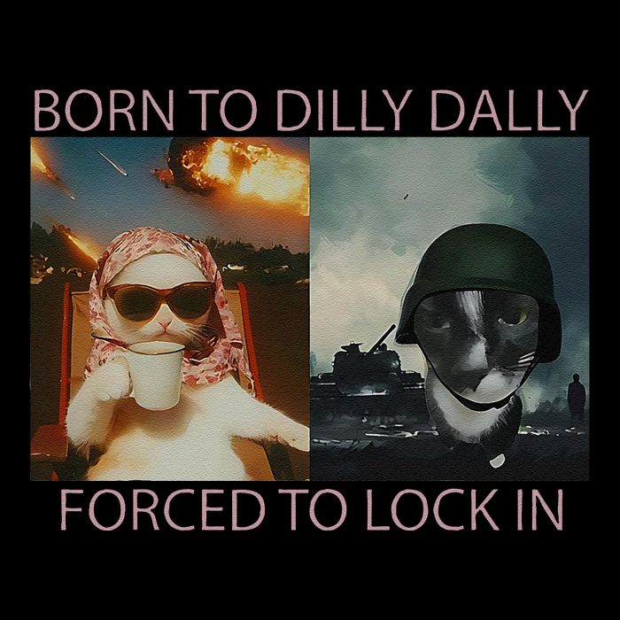 Born To Dilly Dally Forced To Lock In Cat Meme Toddler T-Shirt