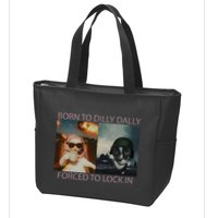Born To Dilly Dally Forced To Lock In Cat Meme Zip Tote Bag