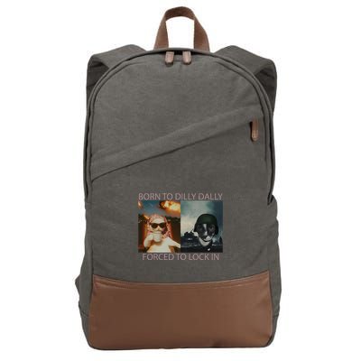 Born To Dilly Dally Forced To Lock In Cat Meme Cotton Canvas Backpack