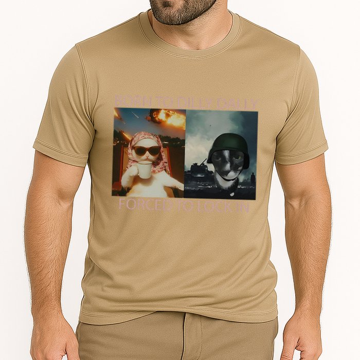 Born To Dilly Dally Forced To Lock In Cat Meme Performance Shirt