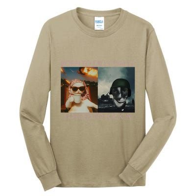 Born To Dilly Dally Forced To Lock In Cat Meme Tall Long Sleeve T-Shirt