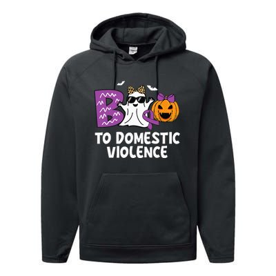 Boo To Domestic Violence Domestic Violence Awareness Performance Fleece Hoodie