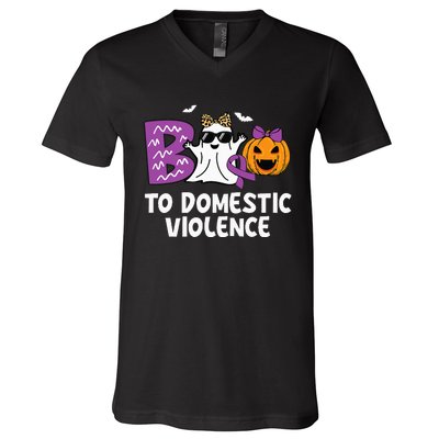 Boo To Domestic Violence Domestic Violence Awareness V-Neck T-Shirt