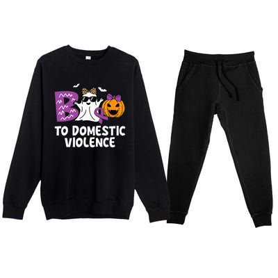 Boo To Domestic Violence Domestic Violence Awareness Premium Crewneck Sweatsuit Set