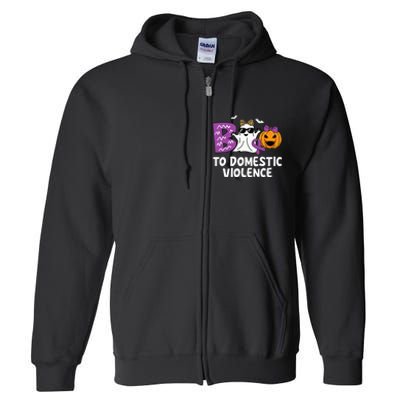 Boo To Domestic Violence Domestic Violence Awareness Full Zip Hoodie