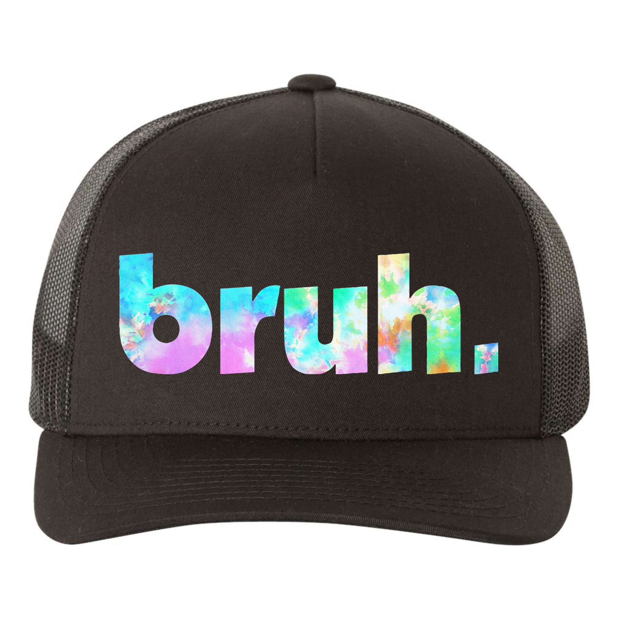 Bruh Tie Dye Brah Bro Dude Greeting Slang Funny Meme Saying  Yupoong Adult 5-Panel Trucker Hat