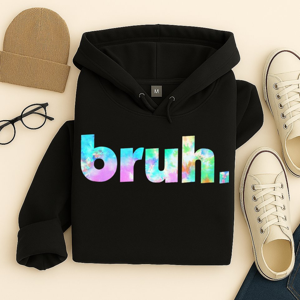 Bruh Tie Dye Brah Bro Dude Greeting Slang Funny Meme Saying  Hoodie