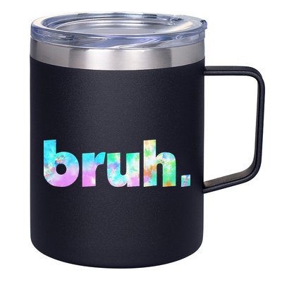 Bruh Tie Dye Brah Bro Dude Greeting Slang Funny Meme Saying  12oz Stainless Steel Coffee Mug