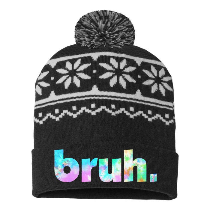 Bruh Tie Dye Brah Bro Dude Greeting Slang Funny Meme Saying  USA-Made Snowflake Beanie