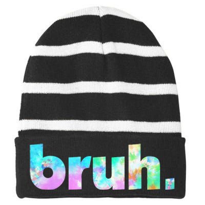 Bruh Tie Dye Brah Bro Dude Greeting Slang Funny Meme Saying  Striped Beanie with Solid Band