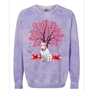 Bull Terrier Dog Lover Heart Tree Bull Terrier Valentine Meaningful Gift Colorblast Crewneck Sweatshirt