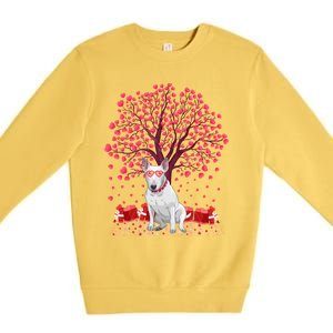 Bull Terrier Dog Lover Heart Tree Bull Terrier Valentine Meaningful Gift Premium Crewneck Sweatshirt