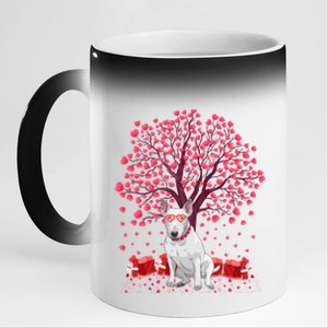 Bull Terrier Dog Lover Heart Tree Bull Terrier Valentine Meaningful Gift 11oz Black Color Changing Mug