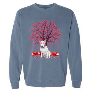 Bull Terrier Dog Lover Heart Tree Bull Terrier Valentine Meaningful Gift Garment-Dyed Sweatshirt