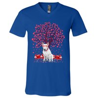 Bull Terrier Dog Lover Heart Tree Bull Terrier Valentine Meaningful Gift V-Neck T-Shirt