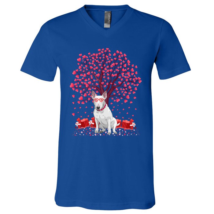 Bull Terrier Dog Lover Heart Tree Bull Terrier Valentine Meaningful Gift V-Neck T-Shirt