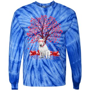 Bull Terrier Dog Lover Heart Tree Bull Terrier Valentine Meaningful Gift Tie-Dye Long Sleeve Shirt