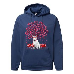 Bull Terrier Dog Lover Heart Tree Bull Terrier Valentine Meaningful Gift Performance Fleece Hoodie