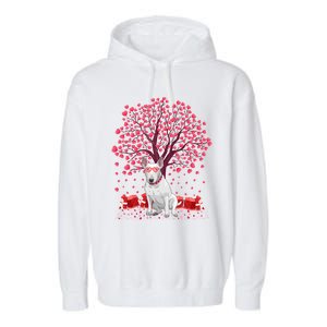 Bull Terrier Dog Lover Heart Tree Bull Terrier Valentine Meaningful Gift Garment-Dyed Fleece Hoodie