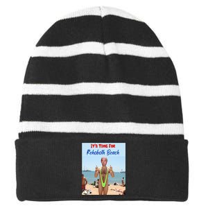 Biden Trump Debate 2024 Result It Is Time For Rehobeth Beach Striped Beanie with Solid Band