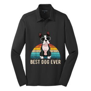 Boston Terrier Dog Breed Silk Touch Performance Long Sleeve Polo