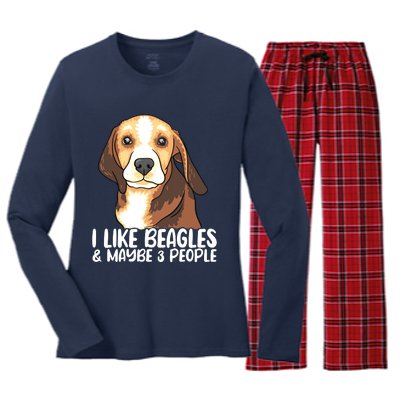 Beagle T Dog Lover Tee Funny Beagle Beagle Women's Long Sleeve Flannel Pajama Set 