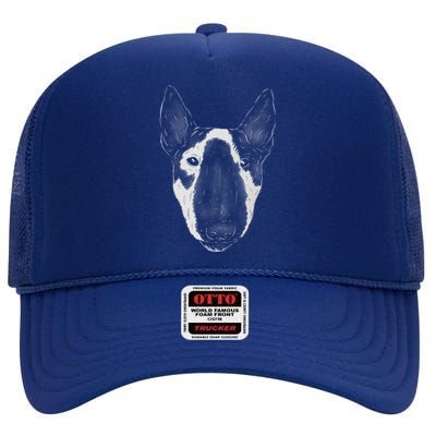 Bull Terrier Dog Realistic Cute Bull Terrier Gift High Crown Mesh Back Trucker Hat