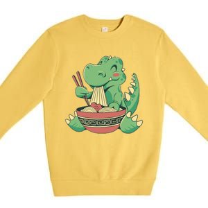 Baby Trex Eating Ramen Noodles Premium Crewneck Sweatshirt