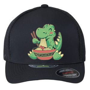 Baby Trex Eating Ramen Noodles Flexfit Unipanel Trucker Cap