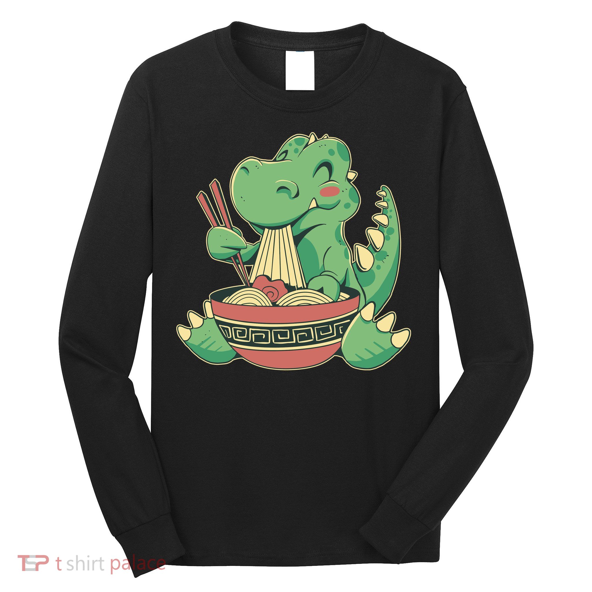 Baby Trex Eating Ramen Noodles Long Sleeve Shirt