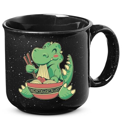 Baby Trex Eating Ramen Noodles 15oz Campfire Ceramic Mug